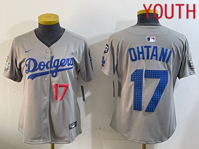Youth Los Angeles Dodgers #17 Ohtani Grey Game 2024 Nike MLB Jersey style 12052->youth mlb jersey->Youth Jersey